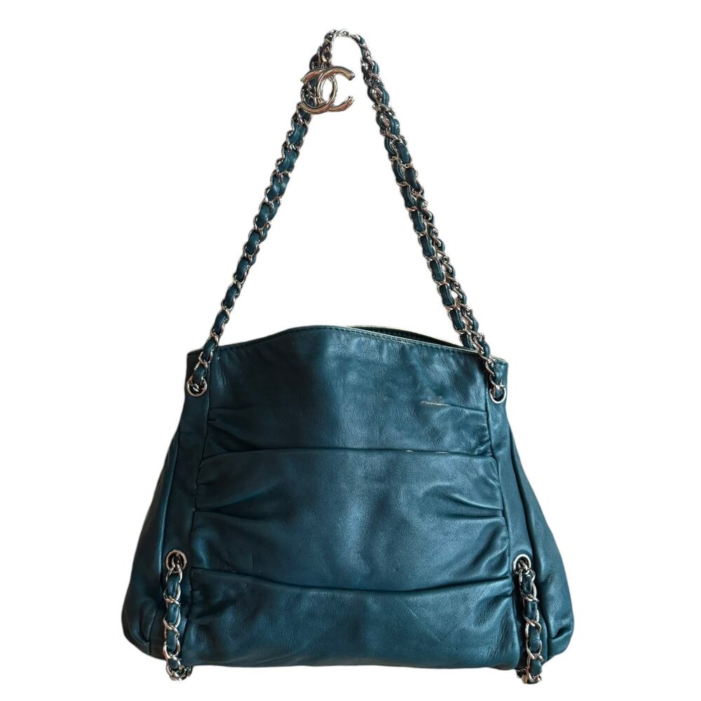 Chanel Teal Lambskin Sharpei Medium Tote
